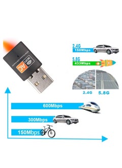 Generic USB WiFi Adapter, 600mbps Dual Band 2.4G/ 5G Wireless Adapter, Mini Wireless Network Card WiFi Dongle for Laptop/ Desktop/ PC, Support Windows10/8/8.1/7/Vista/XP/2000, Mac OS X 10.6-10.13  - Image 2