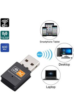 Generic USB WiFi Adapter, 600mbps Dual Band 2.4G/ 5G Wireless Adapter, Mini Wireless Network Card WiFi Dongle for Laptop/ Desktop/ PC, Support Windows10/8/8.1/7/Vista/XP/2000, Mac OS X 10.6-10.13  - Image 3