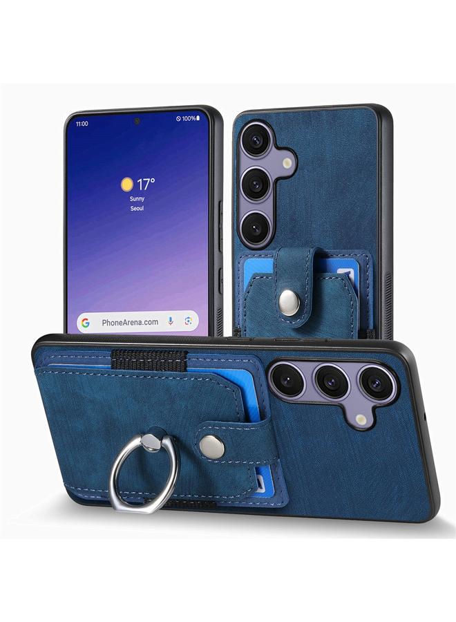 S-TOP Case For Samsung Galaxy S25+ 5G Retro Skin-feel Ring Card Wallet Phone Case - Image 2