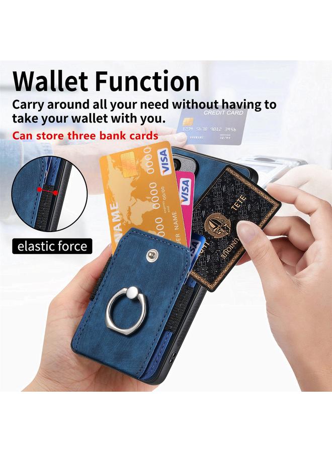 S-TOP Case For Samsung Galaxy S25+ 5G Retro Skin-feel Ring Card Wallet Phone Case - Image 4