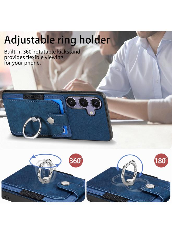 S-TOP Case For Samsung Galaxy S25+ 5G Retro Skin-feel Ring Card Wallet Phone Case - Image 5