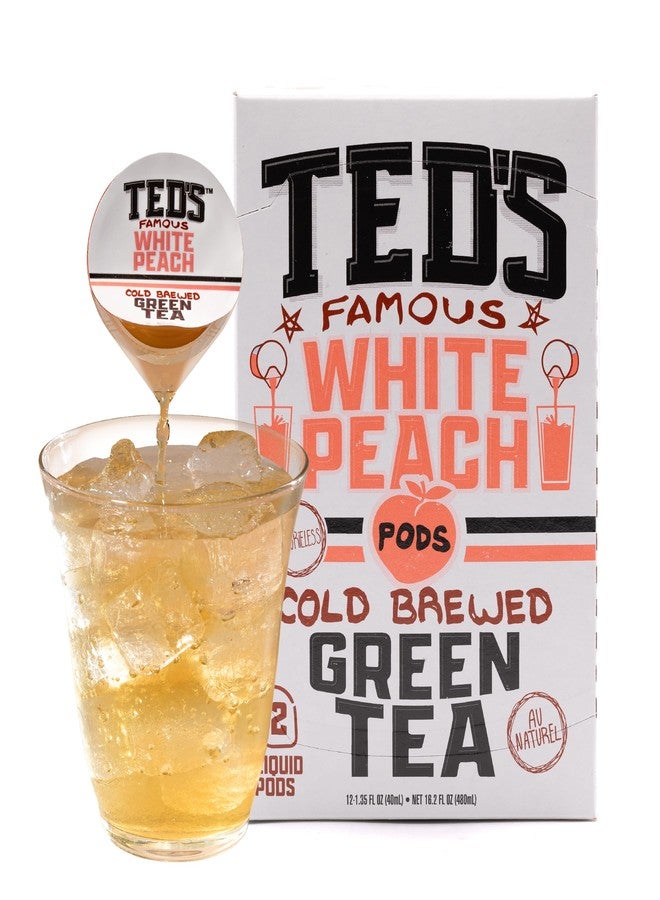 Java House Ted's Tea by Java House - Single Serve Liquid Concentrate Pods - Peel and Pour - White Peach Green Tea - Pack of 12 - Image 1