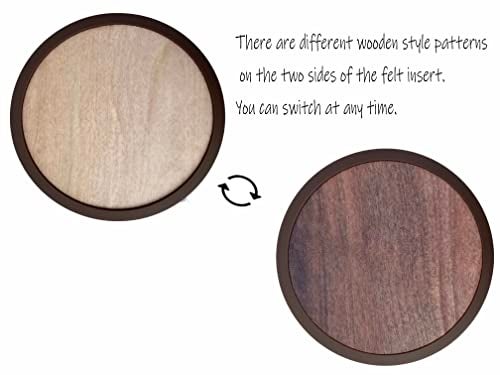 MECOWON Absorbent Coasters for Drinks with Holder - 6packs, Silicone Coaster with Soft Felt Insert (4.3 inch Coasters with 4.5 inch Holder, Wooden Style) - Image 3