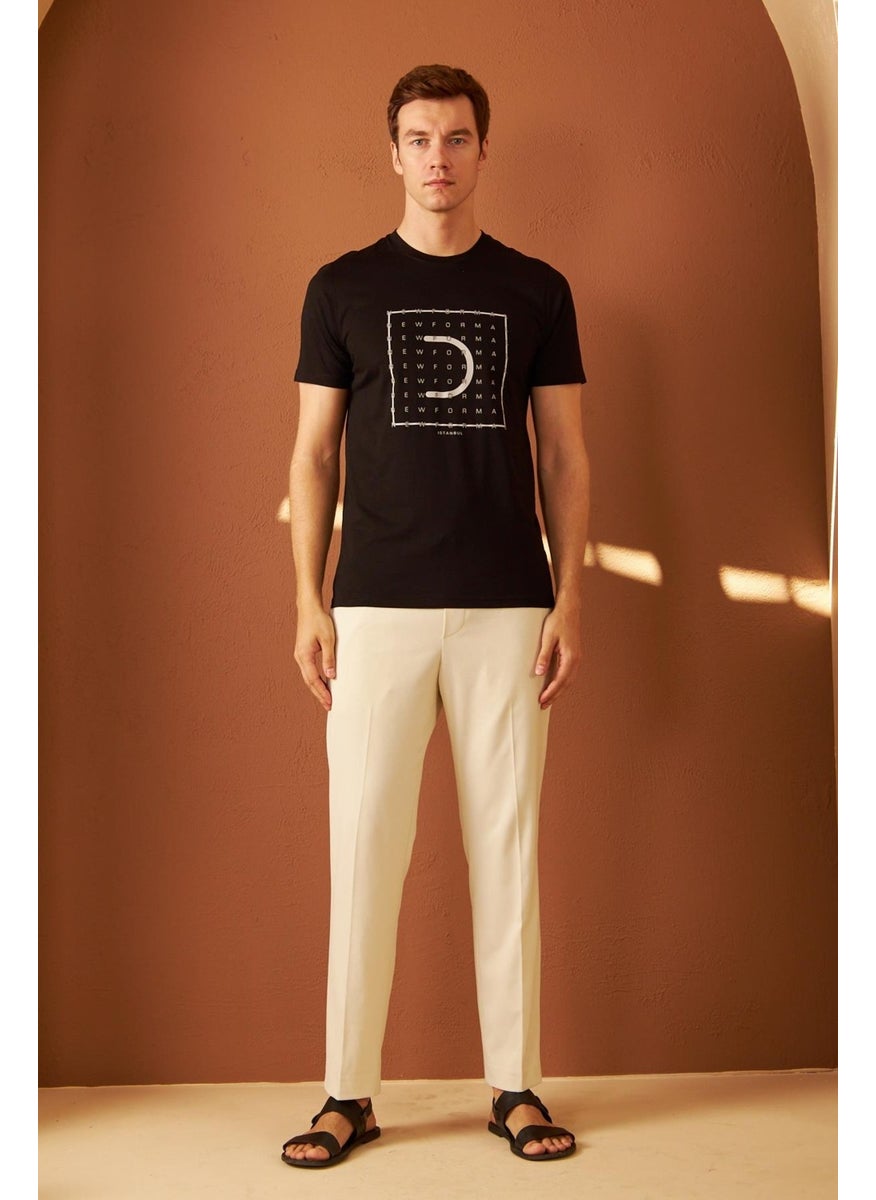 Odelon - Men's Comfort Fit Printed Cotton T-Shirt Black New Formal MARS15 - Image 1