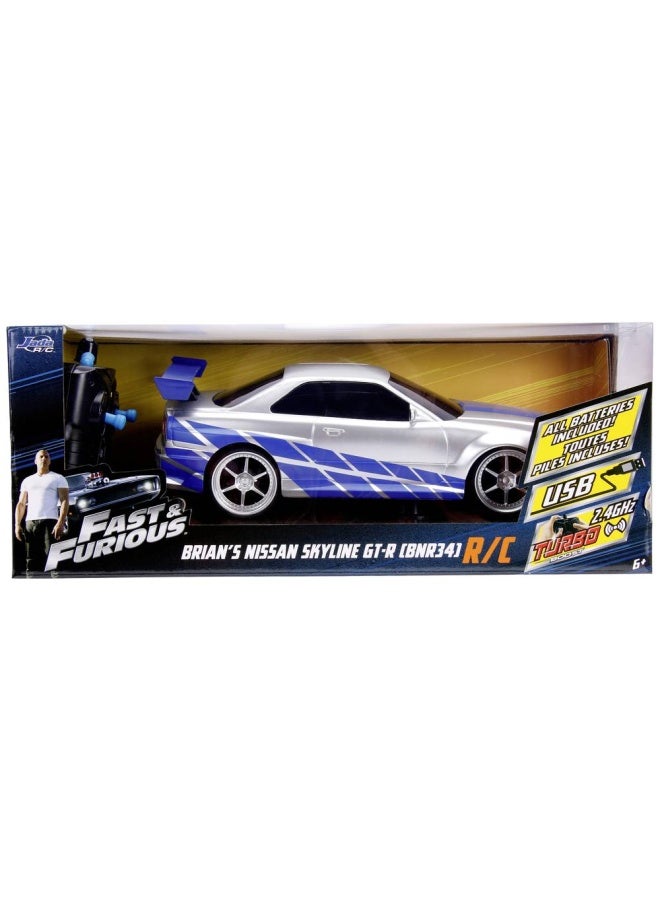 Jada Fast & Furious Brian's Nissan Skyline GT-R Remote Control Car (2.4 GHz, Blue/Silver) - Image 5
