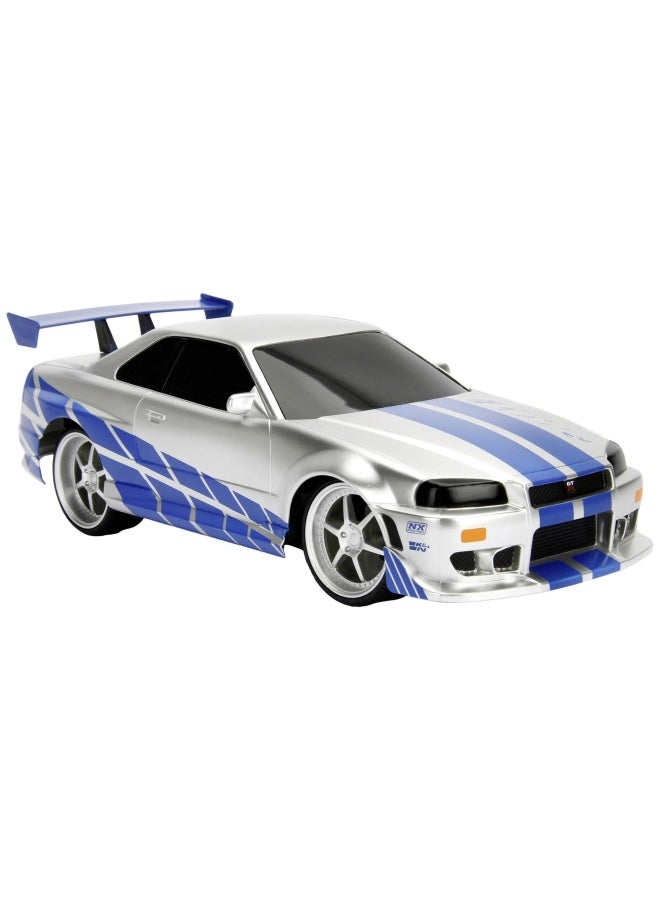 Jada Fast & Furious Brian's Nissan Skyline GT-R Remote Control Car (2.4 GHz, Blue/Silver) - Image 3