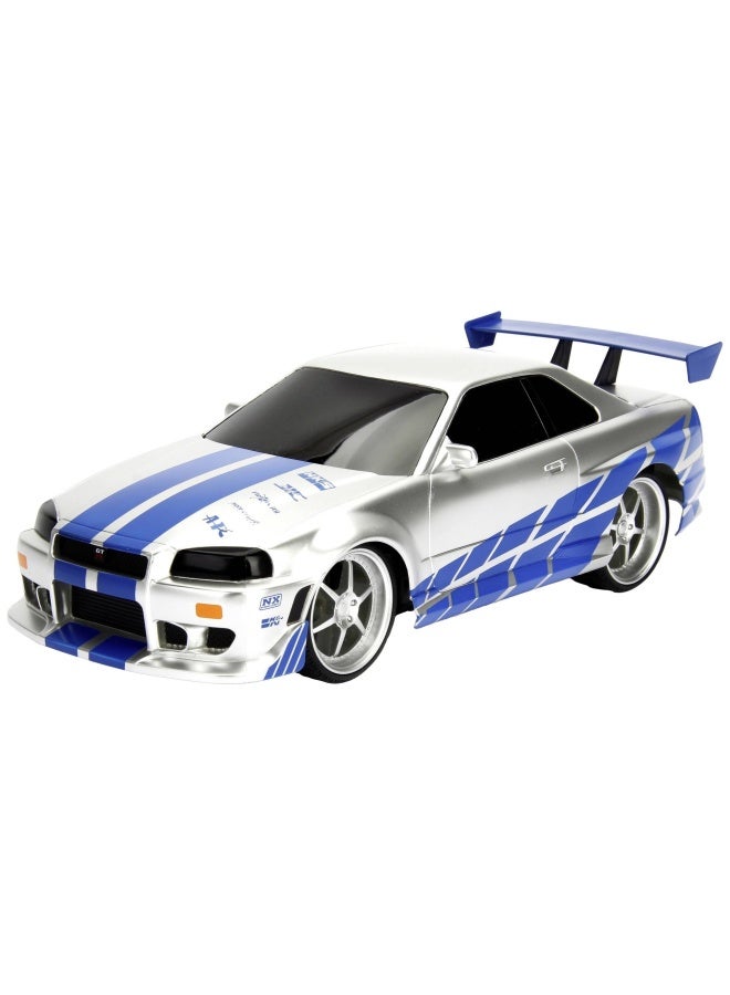 Jada Fast & Furious Brian's Nissan Skyline GT-R Remote Control Car (2.4 GHz, Blue/Silver) - Image 2
