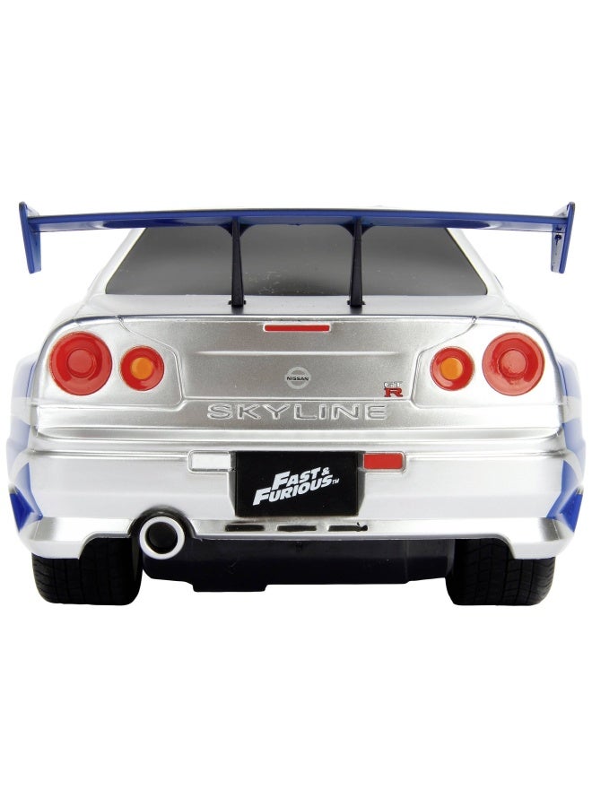 Jada Fast & Furious Brian's Nissan Skyline GT-R Remote Control Car (2.4 GHz, Blue/Silver) - Image 4