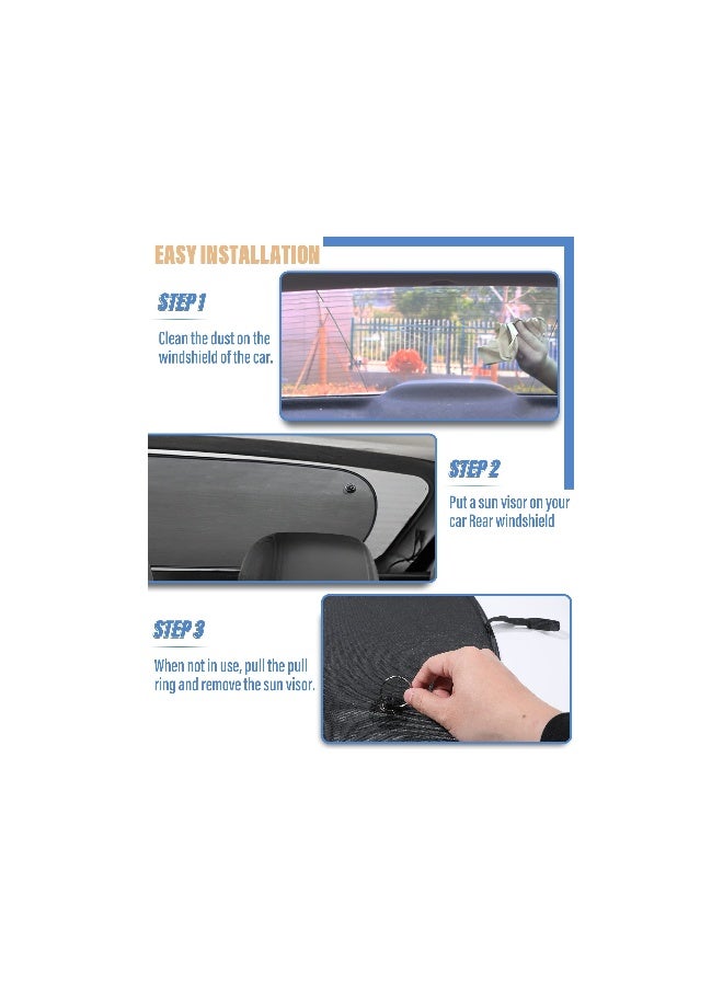 Car Sun Shade with UV Protection - 4 Pack Folding Auto Rear Window Shades with Suction Cups for Windshield, Ideal for Babies, Pets, and Children. Perfect Rear Window Sun Protection! - Image 4