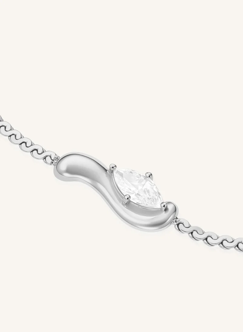 Rosefield  Marquise Wave Bracelet with Crystal, Silver Tone for Women | Best Price UAE