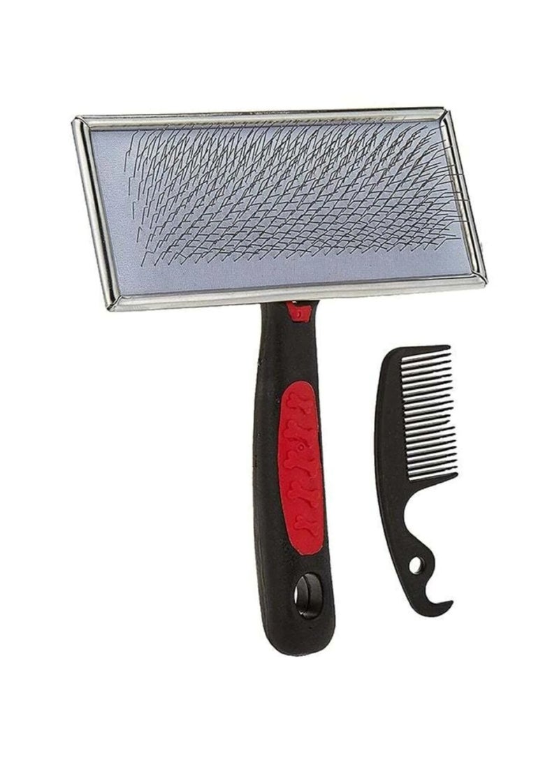 Medium Pet Slicker Brush with Detangling Comb – Multicolour