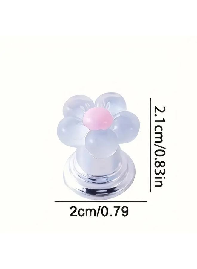 6 قطع صمام دفق المرحاض الزهري تصميم زهور بألوان الباستيل من البلاستيك المتين إكسسوار الحمام - Image 5