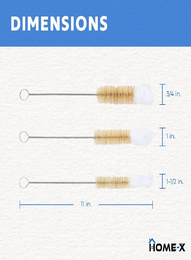 HOME-X Soft-Tip Cleaning Brush Set, Soft Scrub Brush with Long Handle, Handy Crevice-Cleaning Tool, Glassware-Cleaning Brush, Set of 3 - Image 2