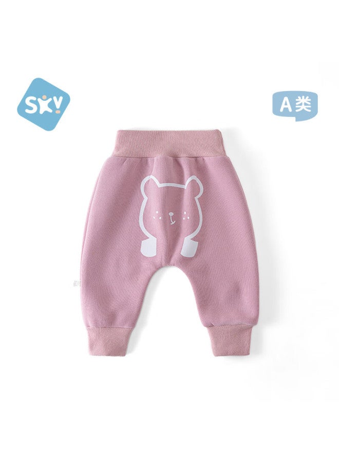 Shubeiyi Baby Pants Big Pants Baby Long Pants Boys Girls High Waist Pp Pants Belly Protection Fleece Warm Pink 100