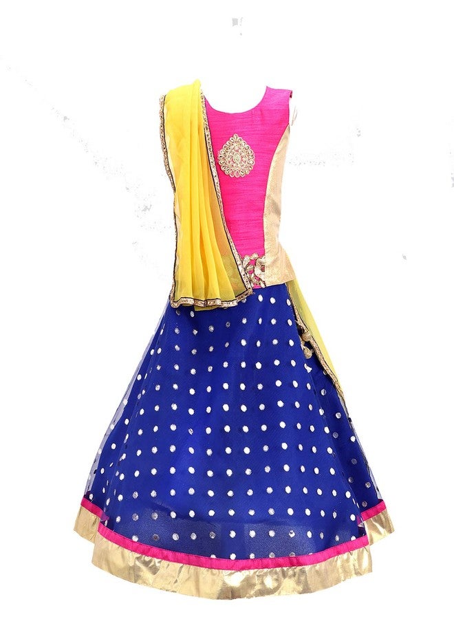 Aglare تنورة شولي للش girls' من أغلير (نقشة ذهبية طويلة زرقاء 28__7-8 سنوات) - Image 1