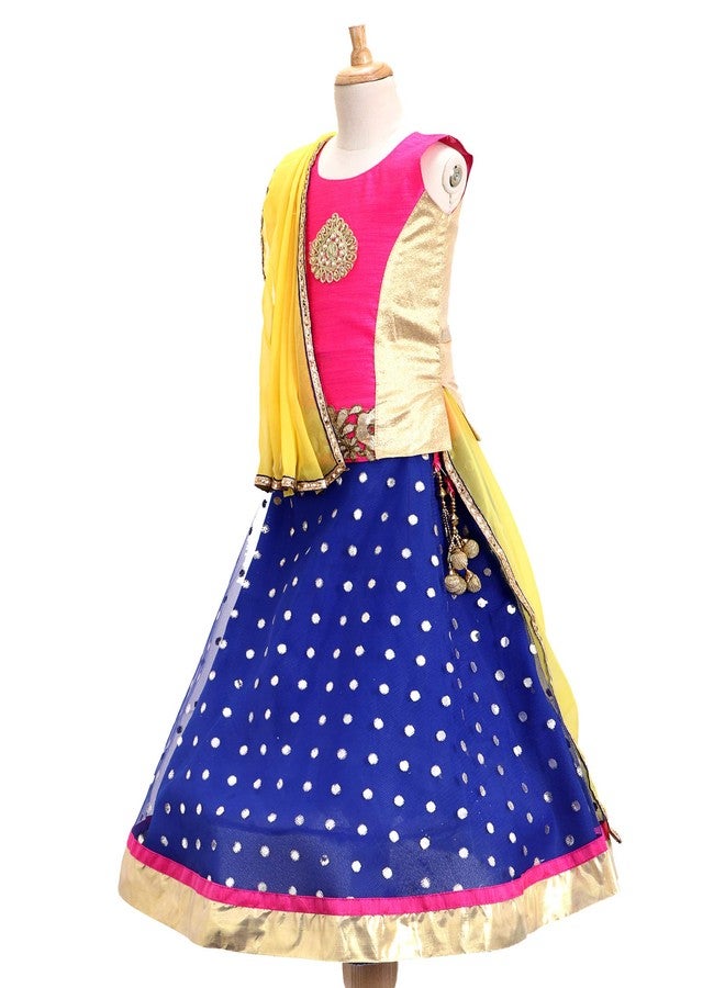 Aglare تنورة شولي للش girls' من أغلير (نقشة ذهبية طويلة زرقاء 28__7-8 سنوات) - Image 3