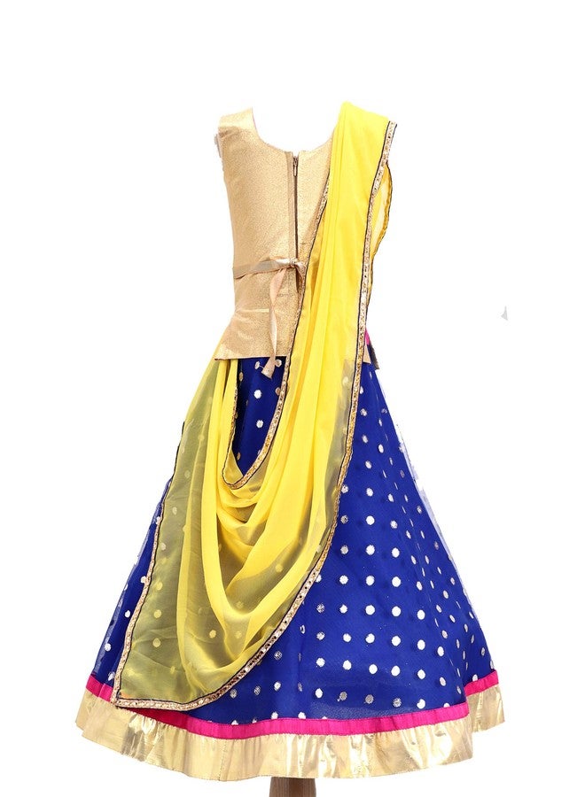 Aglare تنورة شولي للش girls' من أغلير (نقشة ذهبية طويلة زرقاء 28__7-8 سنوات) - Image 2