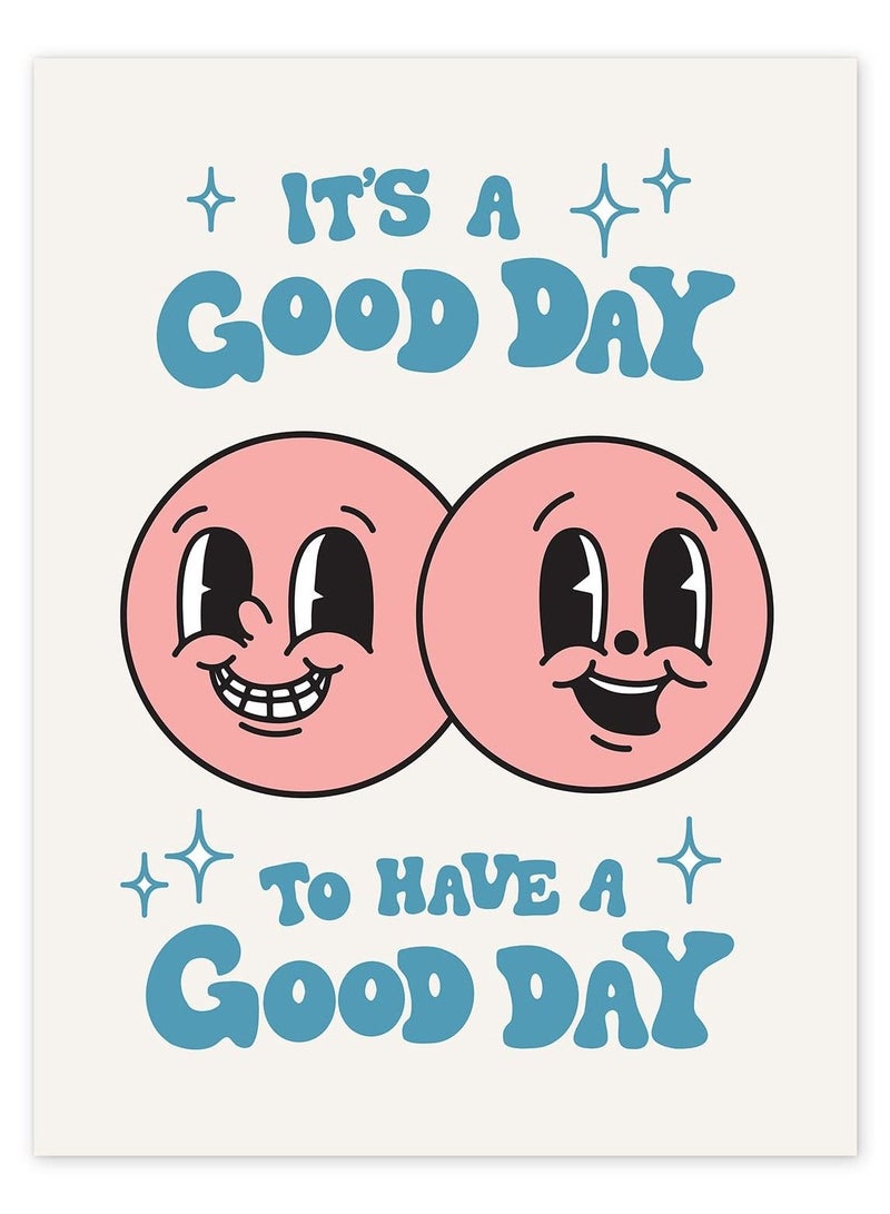 كاست ويف ملصق قديم ، KASTWAVE It's A Good Day Retro Happy Face Wall Art ، ملصق جمالي في الستينيات والسبعينيات من القرن الماضي ، ملصق جداري إيجابي ، ديكور غرفة لطيف ، ديكور حائط رائع ، ديكور حائط عصري للمراهقين - Image 1