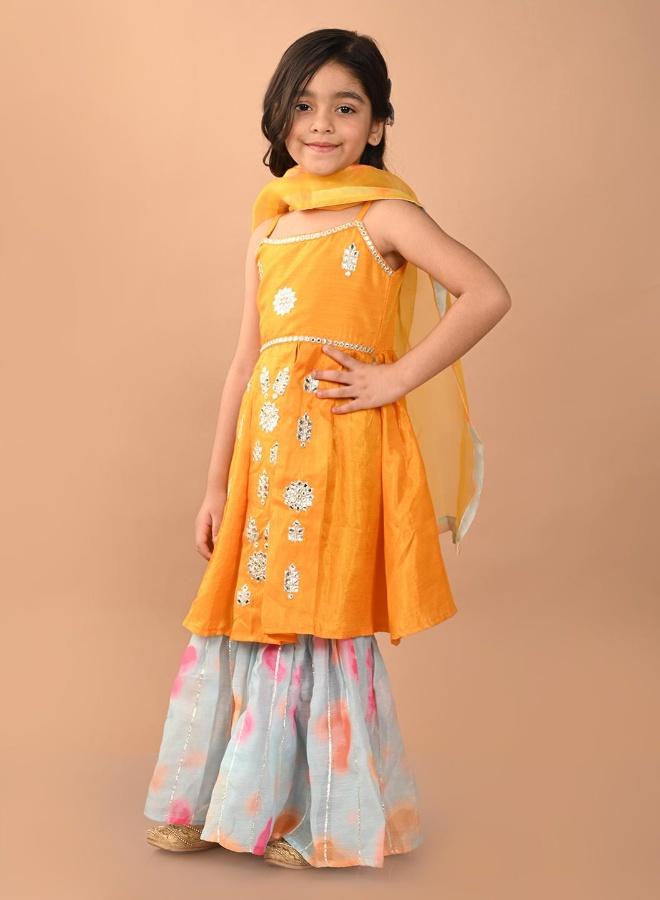 LILPICKS Girls Yellow Blue Kurta Set - Image 5