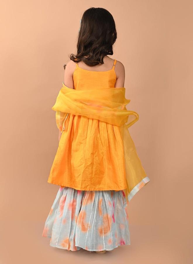 LILPICKS Girls Yellow Blue Kurta Set - Image 3