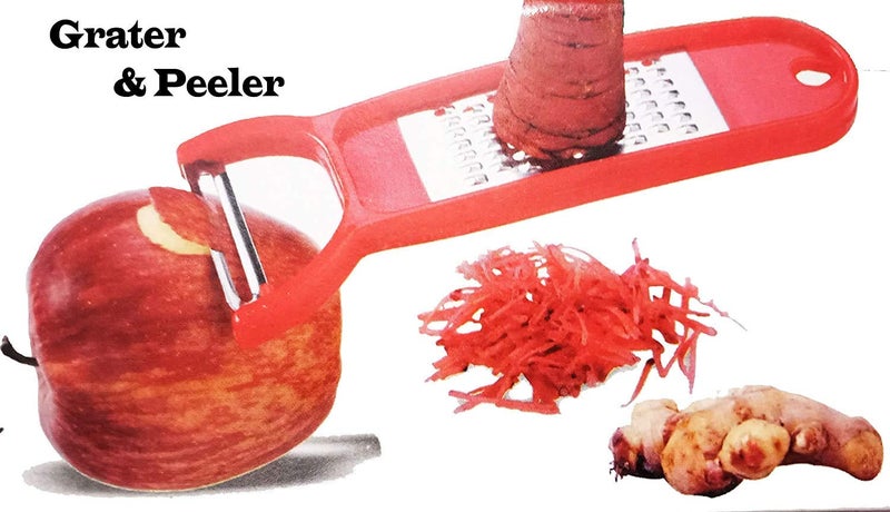 Ivaan 3 in 1 Multi-Functional Fruit Slicer Shredder Cutter Grater & Peeler Ginger Garlic Chopper Kitchen Tools Plastic Stainless Steel (Random Color) - Image 4