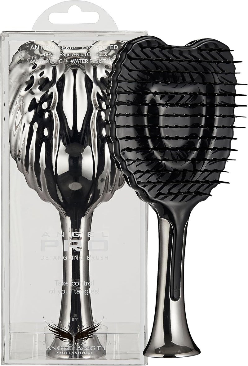 فرشاة شعر تانجل أنجل لفك تشابك الشعر فرشاة مضادة للكهرباء الساكنة مع شعيرات ناعمة مقاومة للحرارة والماء لفك تشابك الشعر للنساء للشعر الناعم والسميك والمجعد والمتموج تيتانيوم