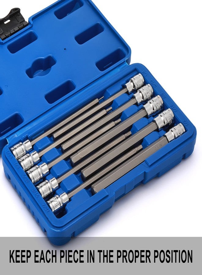 EMENTOL مجموعة رؤوس سداسية طويلة من إيمنتول، 10 قطع، مقاس 3/8 بوصة، CR-V، فولاذ S2، SAE، طول 5.9 بوصة، مجموعة رؤوس سداسية ألين طويلة جدًا، مقاس 1/16 بوصة - 1/2 بوصة - Image 5