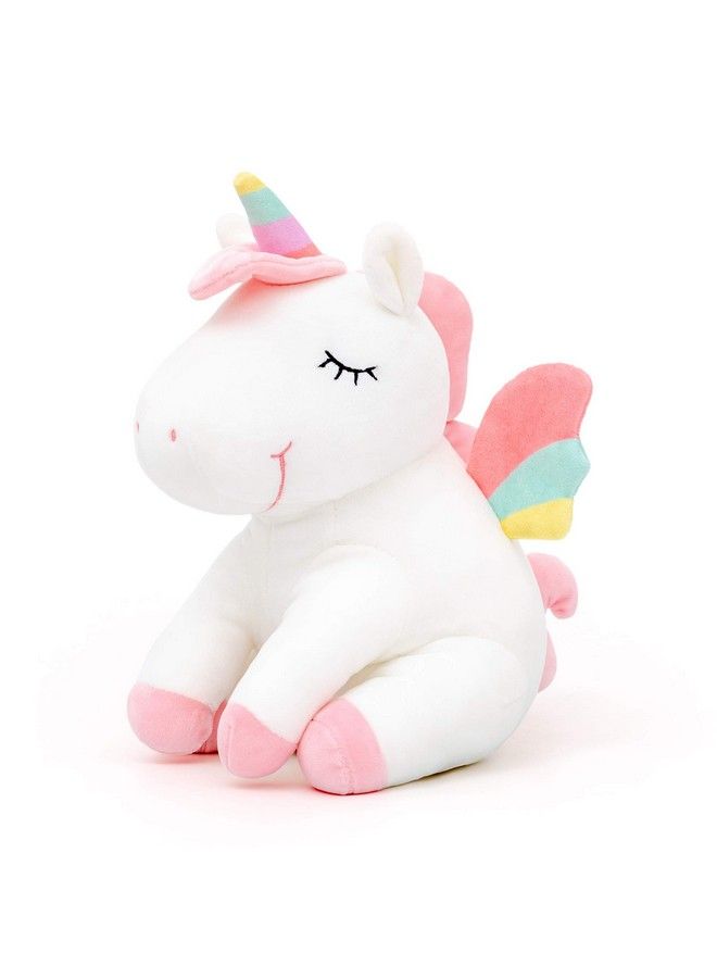 Lazada ألعاب محشوة على شكل حيوان وحيد القرن مع أجنحة قوس قزح بيضاء مقاس 12 بوصة كهدية للبنات... - Image 1