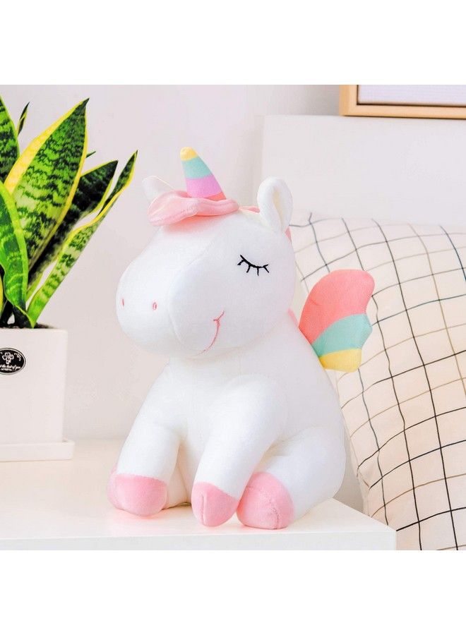 Lazada ألعاب محشوة على شكل حيوان وحيد القرن مع أجنحة قوس قزح بيضاء مقاس 12 بوصة كهدية للبنات... - Image 3