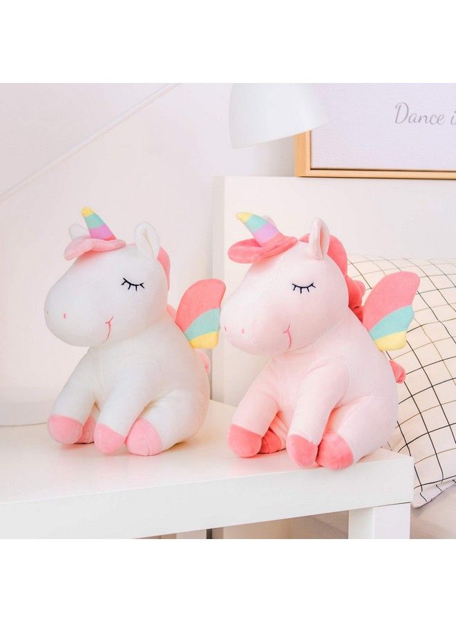 Lazada ألعاب محشوة على شكل حيوان وحيد القرن مع أجنحة قوس قزح بيضاء مقاس 12 بوصة كهدية للبنات... - Image 5