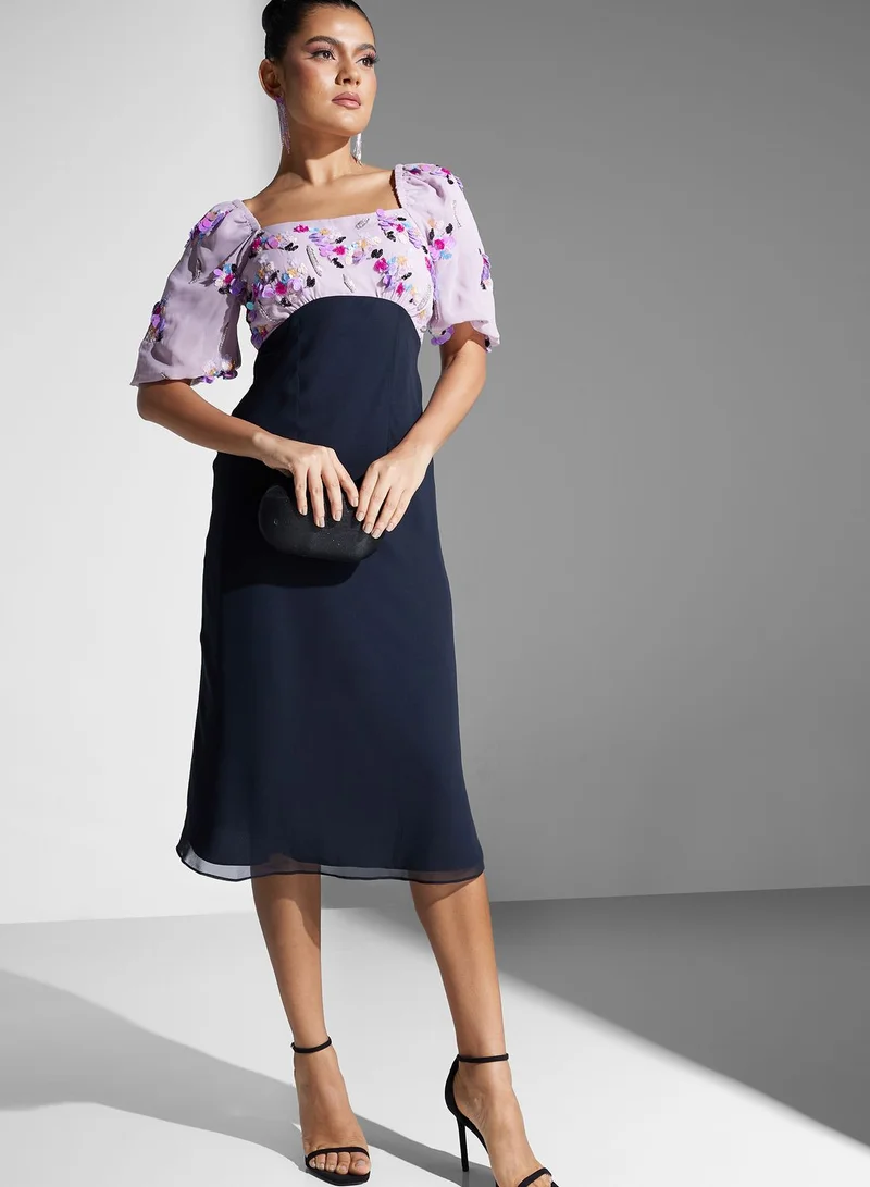 Hope & Ivy Embellished Sweetheart Neck Dress