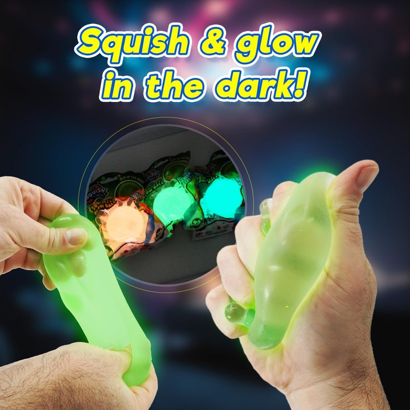 JA-RU Sqweezy Glow Ball (1 Ball Assorted) Glo in The Dark Squishy Toy for Boys & Girls. Stretchy Ultra Squish Feel Fidget for Kids, Teen, & Adult. Irresistible Sensory Relief Party Favor. 4534-Glow-1 - Image 4