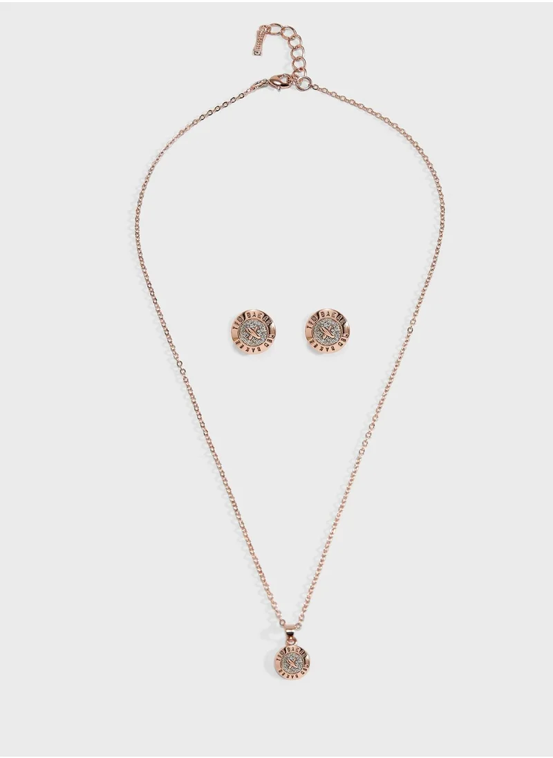 Ted Baker Emillia Mini Button Necklace + Earrings Set