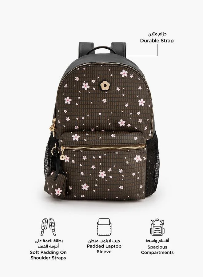 ميسي Floral Print Backpack With Adjustable Shoulder Straps