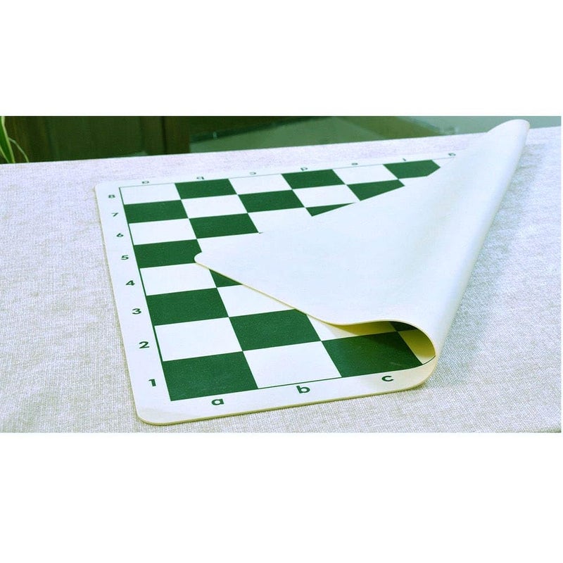 Canbee Chess Pieces and Chess Mat Green or Black Wood Polished 16 Black and 16 Creemy White and 18..2' x18.2' Vinyl Foldable Roll-up Matt Wooden 32 Coins 5.7cm King (Chess MAT Green ONLY) - Image 2