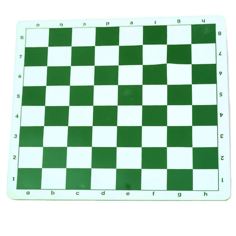 Canbee Chess Pieces and Chess Mat Green or Black Wood Polished 16 Black and 16 Creemy White and 18..2' x18.2' Vinyl Foldable Roll-up Matt Wooden 32 Coins 5.7cm King (Chess MAT Green ONLY) - Image 1