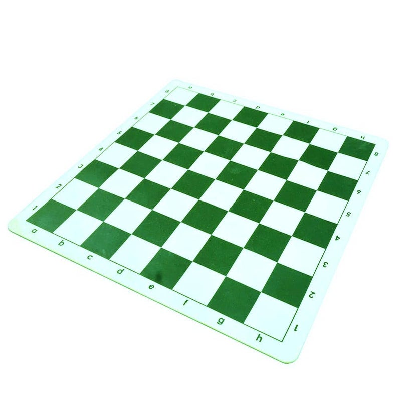 Canbee Chess Pieces and Chess Mat Green or Black Wood Polished 16 Black and 16 Creemy White and 18..2' x18.2' Vinyl Foldable Roll-up Matt Wooden 32 Coins 5.7cm King (Chess MAT Green ONLY) - Image 3
