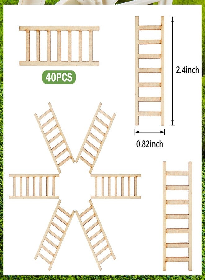 Skylety 20 Pcs Mini Wooden Step Ladder Furniture Miniature Garden Ladder Dollhouse Ornament DIY Craft Accessory for Landscape Decor - Image 2