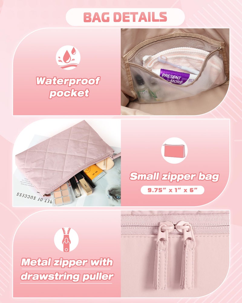Smasrob Quilted Duffle Bag with Shoe Compartment and Wet Pocket, Weekender Duffel Bag With Laptop Sleeve and a Separate Pouch for Travel, Gym, Hospital Labor Delivery, Pink - Image 4