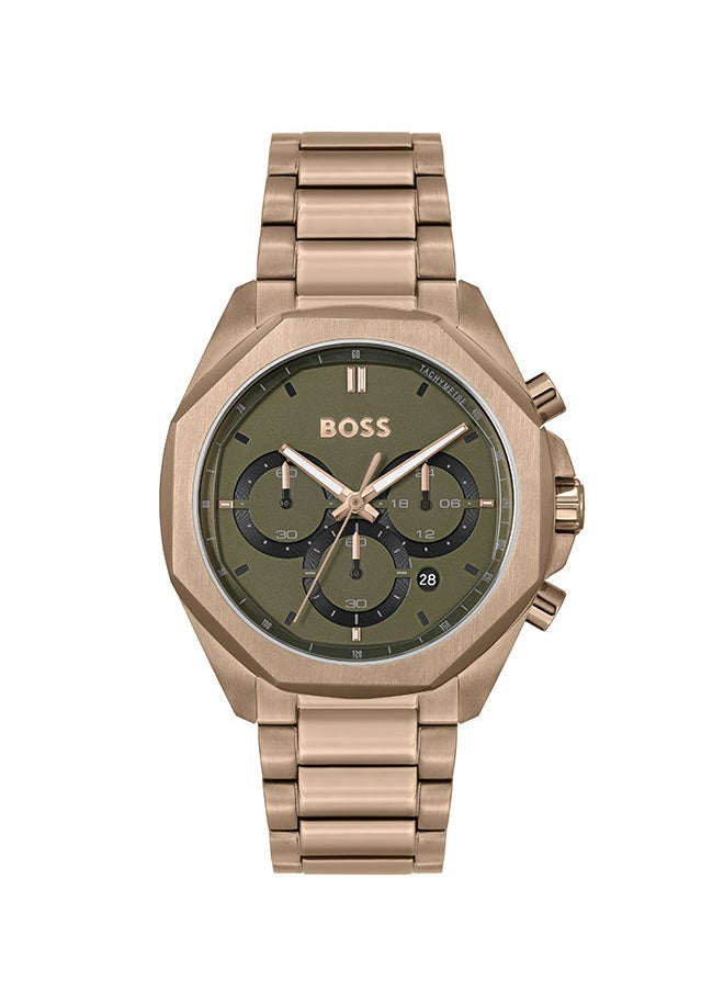 HUGO BOSS - Men Chronograph Round Shape Gold Wrist Watch 44 mm - Image 1