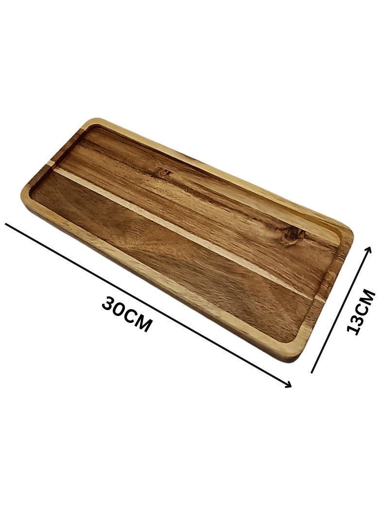 صينية تقديم مستطيلة من خشب البلوط 30*13 سم لتقديم المشروبات والطعام على البار، غرفة المعيشة، المنزل، طاولة الطعام - Image 3
