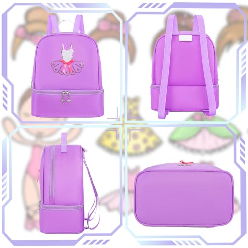 Dorlubel Cute Ballet Dance Backpack Tutu Dress Dance Bag with Key Chain Girls Purple Dress - Image 3