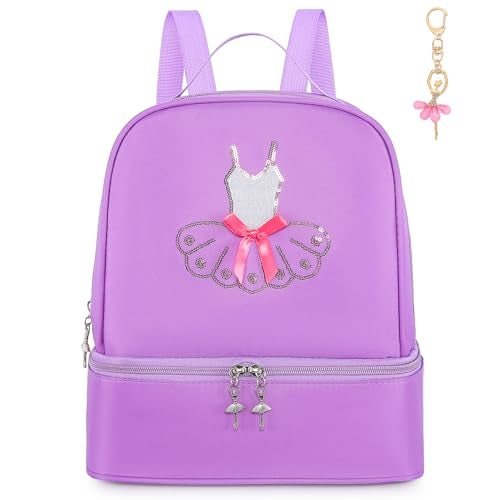 Dorlubel Cute Ballet Dance Backpack Tutu Dress Dance Bag with Key Chain Girls Purple Dress - Image 1