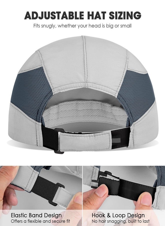 GXCROR Running Hat for Men Women Quick-Dry Baseball Cap UPF50+ with Breathable Mesh, Adjustable Hook & Loop for Outdoor Light Grey - Image 4