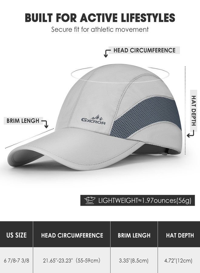 GXCROR Running Hat for Men Women Quick-Dry Baseball Cap UPF50+ with Breathable Mesh, Adjustable Hook & Loop for Outdoor Light Grey - Image 5