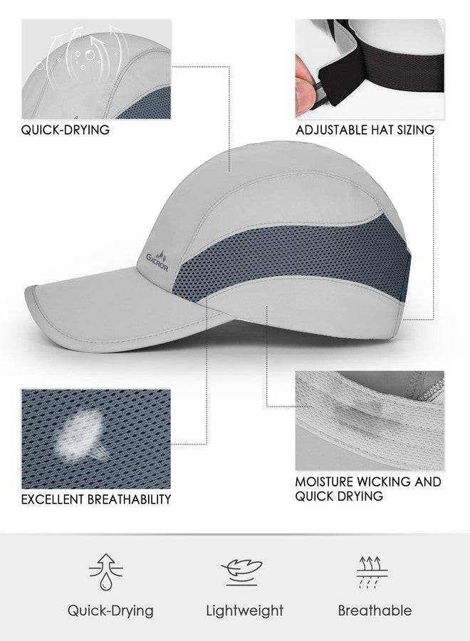 GXCROR Running Hat for Men Women Quick-Dry Baseball Cap UPF50+ with Breathable Mesh, Adjustable Hook & Loop for Outdoor Light Grey - Image 3