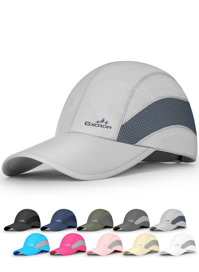 GXCROR Running Hat for Men Women Quick-Dry Baseball Cap UPF50+ with Breathable Mesh, Adjustable Hook & Loop for Outdoor Light Grey - Image 1