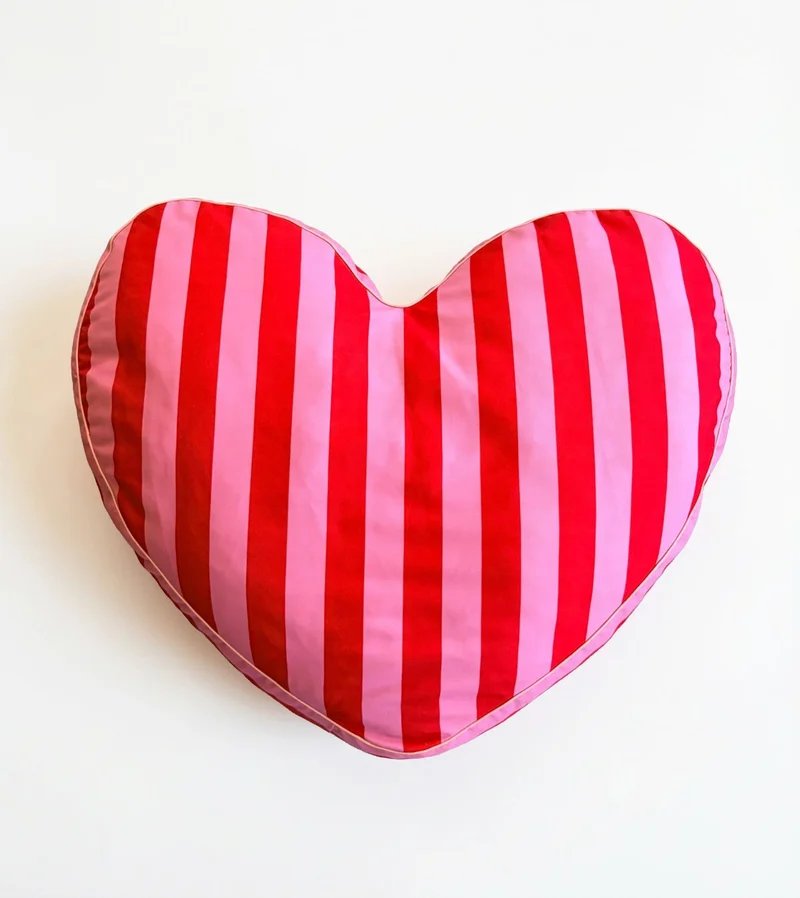 FILLE A FILLE Striped Heart XL Pillow
