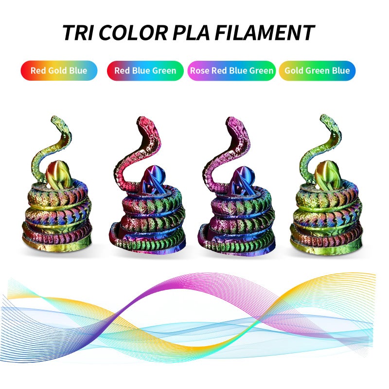 YOUSU 3D Printer Filament Tri Color Silk PLA Filament 1.75mm, 3D Printing Filament Bundle,Multicolor Filament Like Rainbow PLA, 250g X 4 Pack. - Image 2