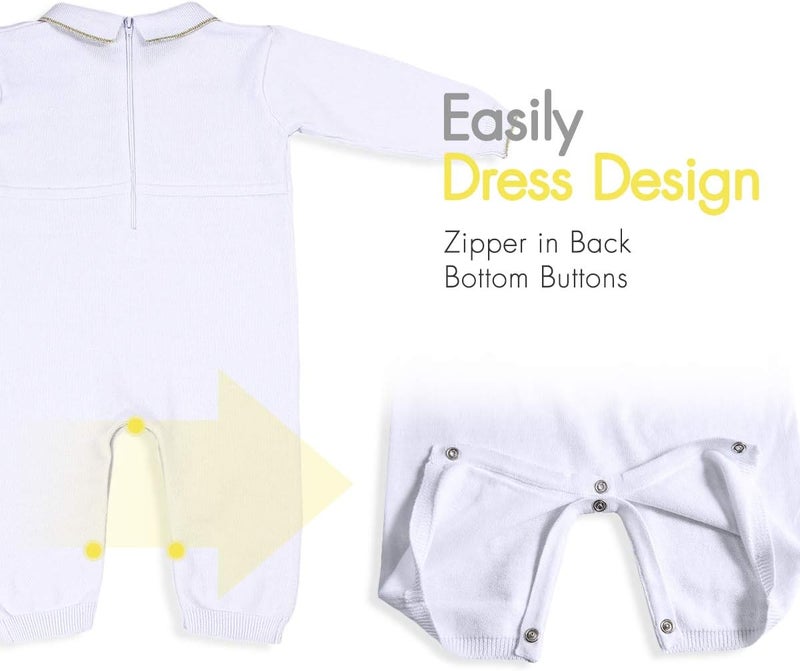 HAPIU Baby Boy Baptism Outfit with Hat Christening Outfit-Cross Detail - Image 5